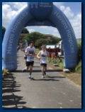 Archie and his friend cross the finish line