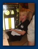Archhie and his present from Aunty Sue and Lynn