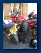 Jackie get her Bike ready