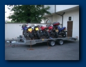Bikes pack up for the journey back